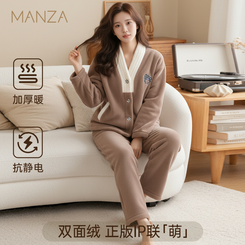 小熊部落IP保暖加绒加厚睡衣套装