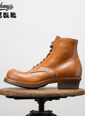 强尼制靴 Moctoe莫卡辛意大利Maryam马皮工装靴高帮固特异男鞋