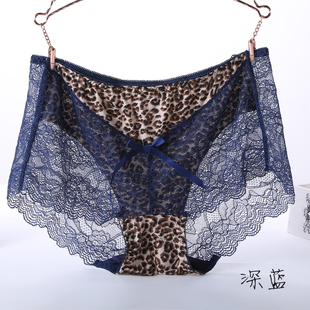 加肥加大豹纹蕾丝蝴蝶结性感女士内裤 3尺6 胖mm200斤 2尺1