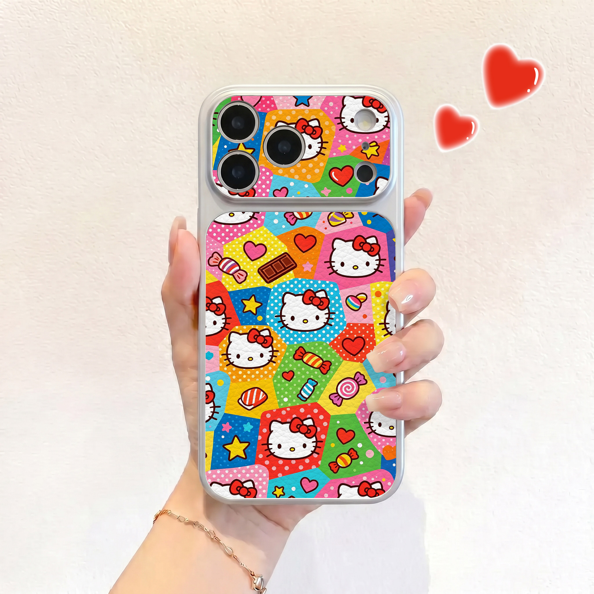 拼接彩色kt头适用iPhone17不会撞壳手机壳新款苹果17promax仿皮16pro皮纹壳17pro保护套ip16男女15卡通14可爱