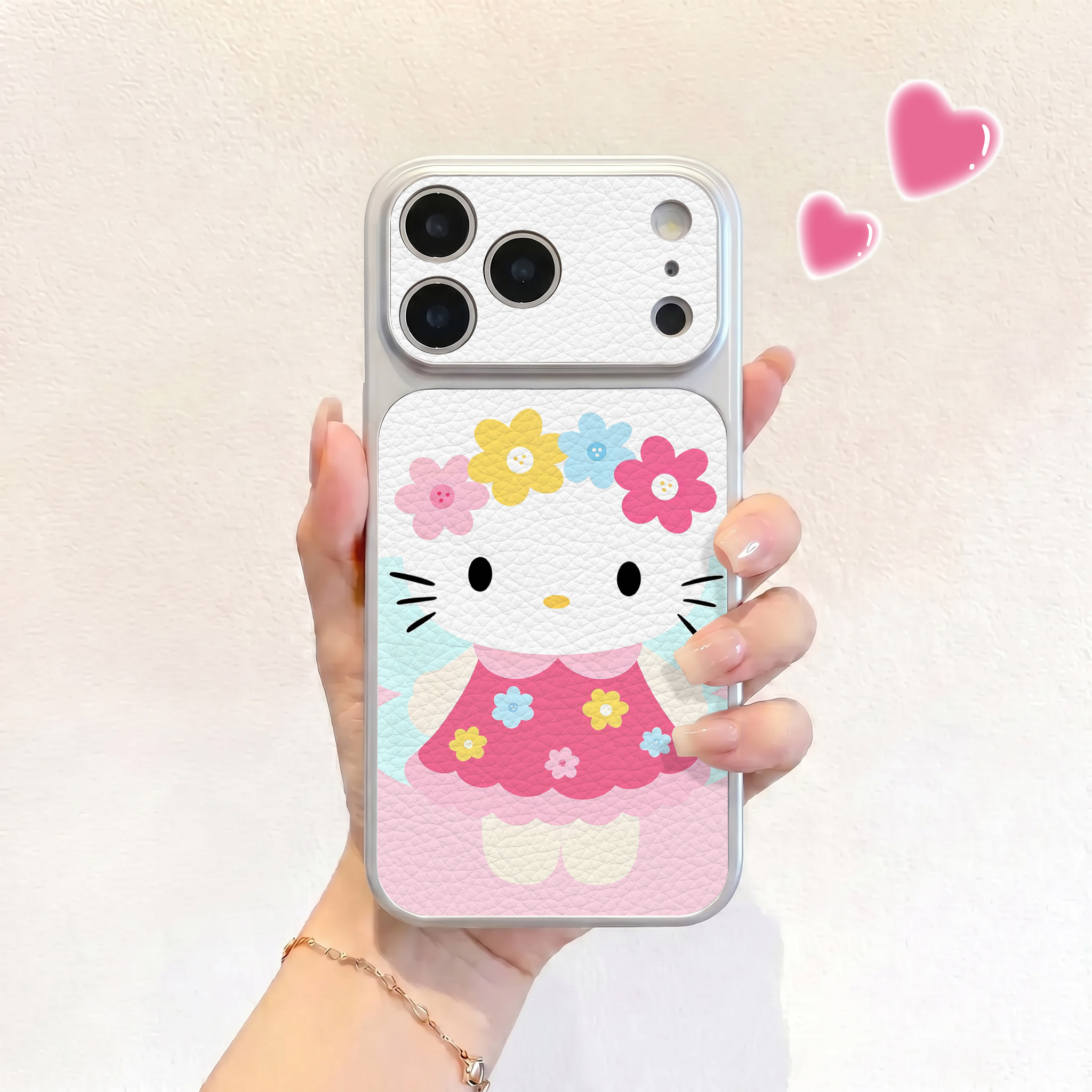 花环头kt适用iPhone17不会撞壳手机壳新款苹果17promax仿皮16pro皮纹壳17pro保护套ip16男女15卡通14可爱全包