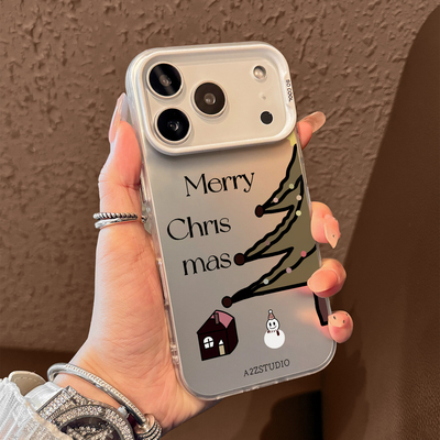 适用苹果17白日圣诞树彩银壳