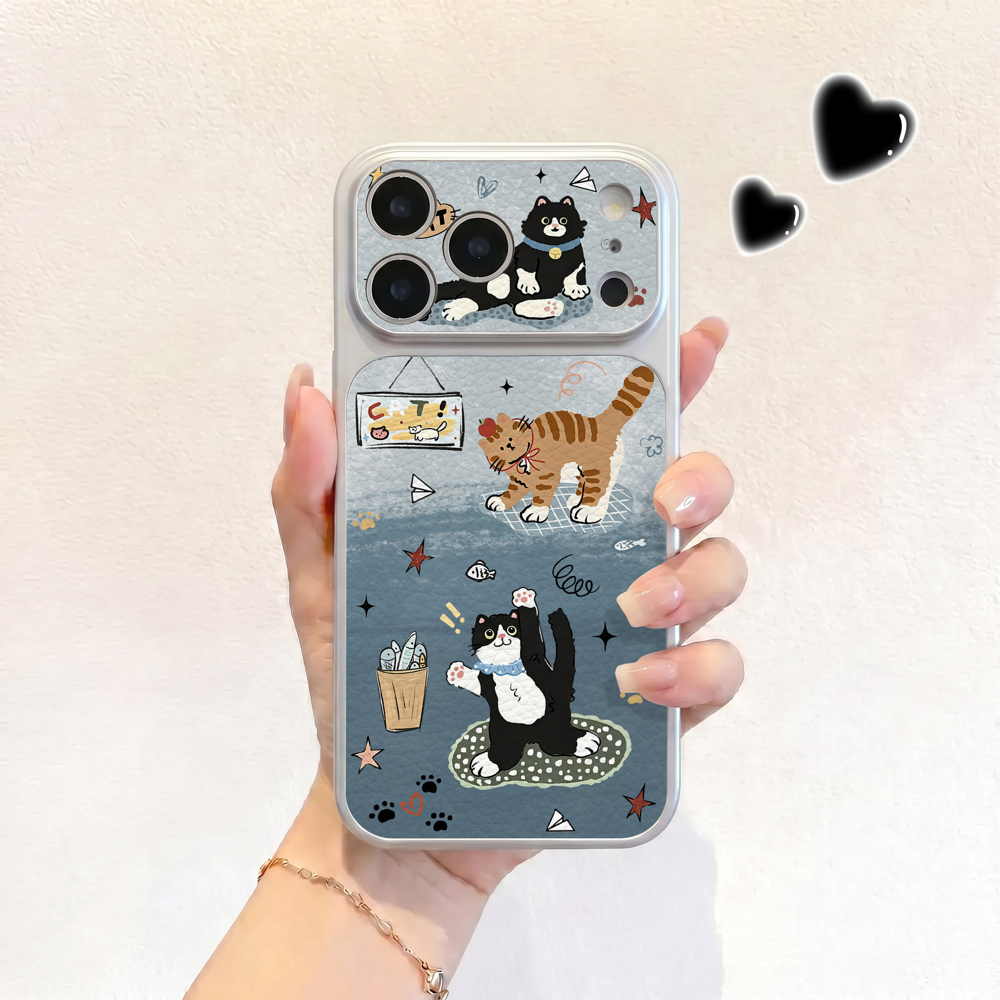 玩耍小猫咪适用iPhone17不会撞壳手机壳新款苹果17promax仿皮16pro皮纹壳17pro保护套ip16男女15卡通14可爱