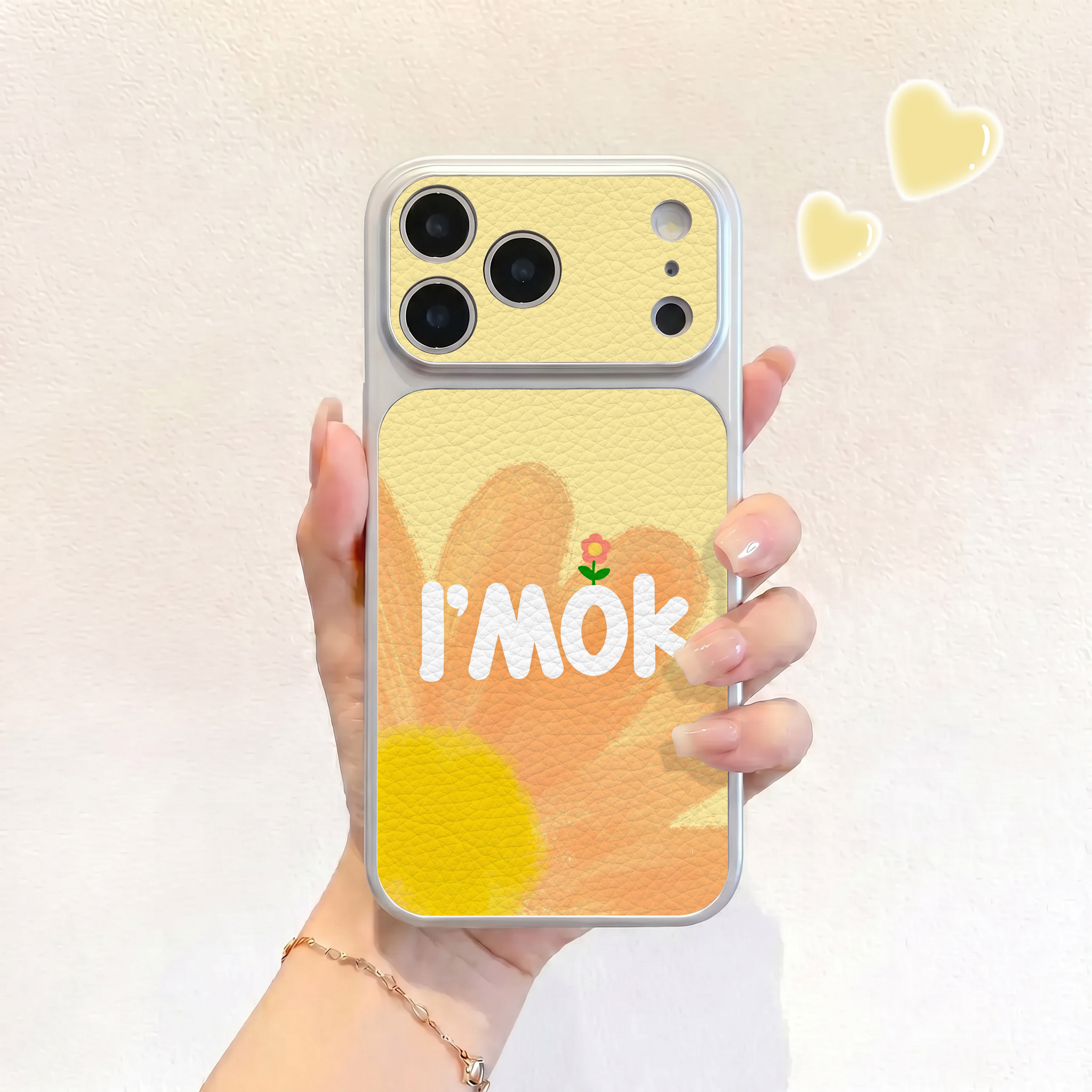 橙花Imok适用iPhone17不会撞壳手机壳新款苹果17promax仿皮16pro皮纹壳17pro保护套ip16男女15卡通14可爱全包