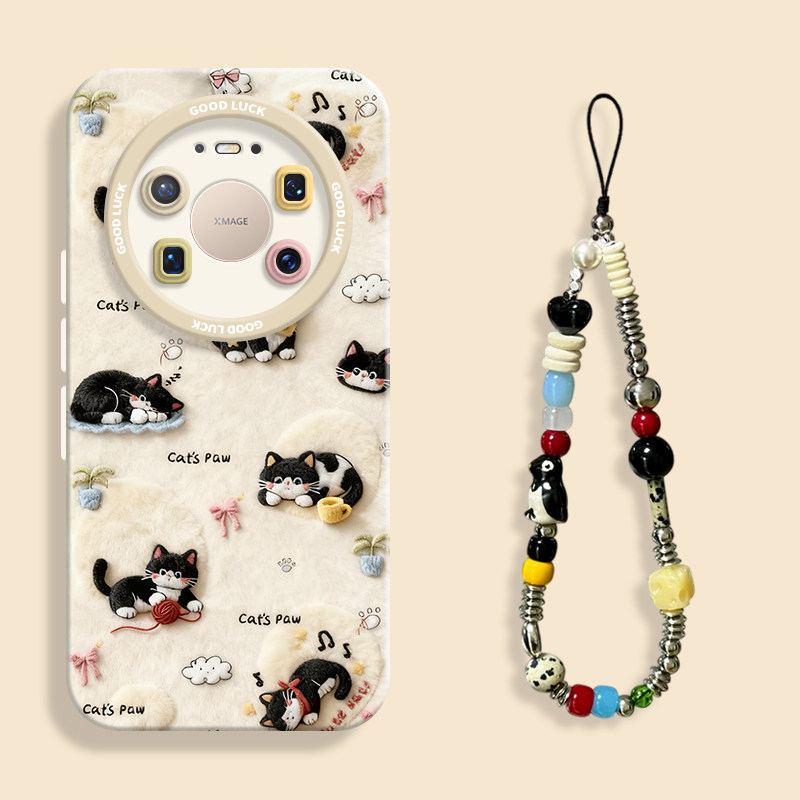 适用mate80毛绒玩耍猫手机壳