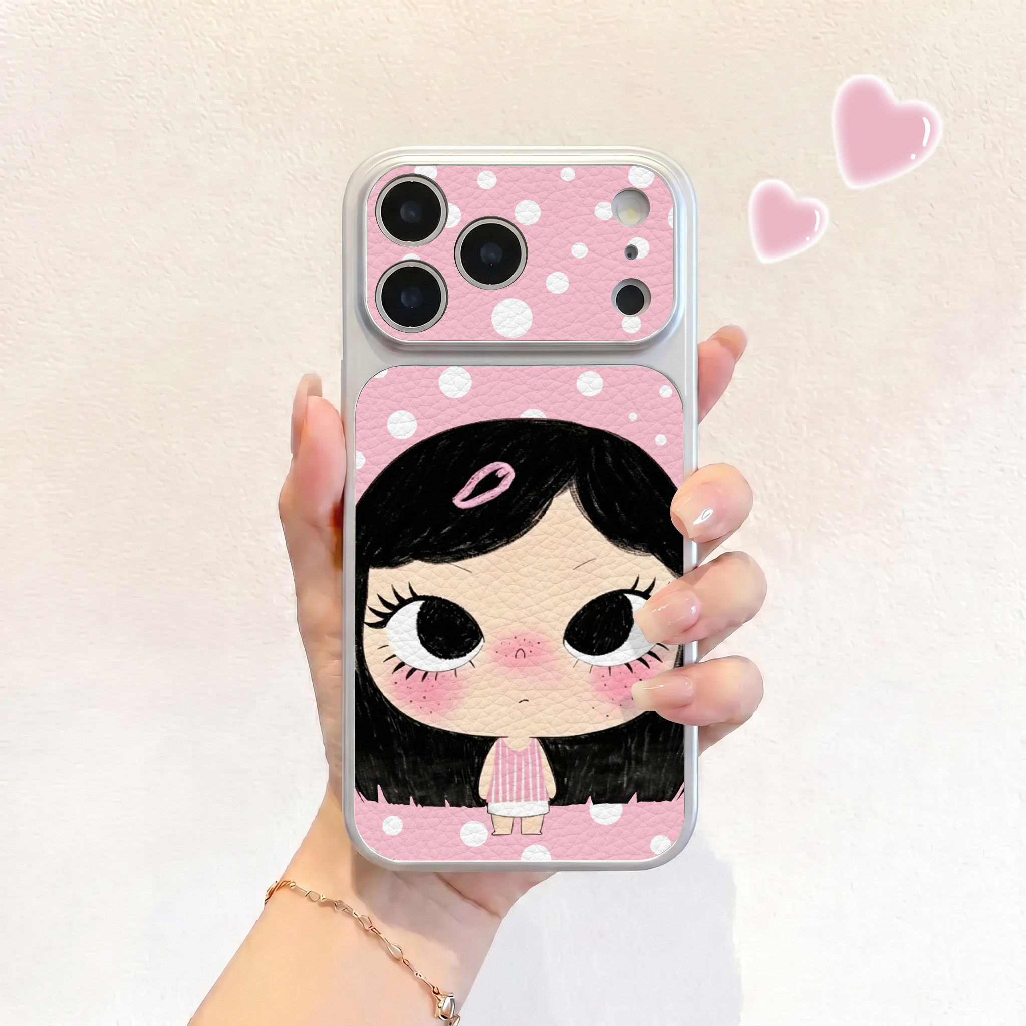 大头萌女孩适用iPhone17不会撞壳手机壳新款苹果17promax仿皮16pro皮纹壳17pro保护套ip16男女15卡通14可爱
