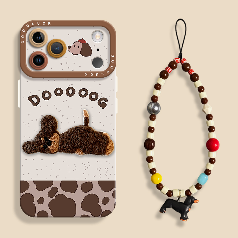 适用苹果17豹纹小狗手机壳