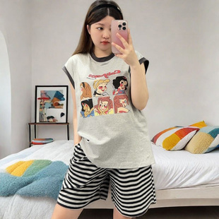 女大码 家居服睡裙可外穿 睡衣春秋套装 可爱公主风ins风宽松短袖