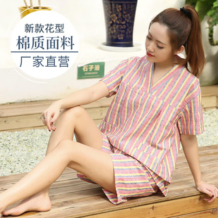 汉蒸女衣服浴服棉麻新款 汗蒸服女纯棉吸汗情侣装 全棉桑拿服男大码