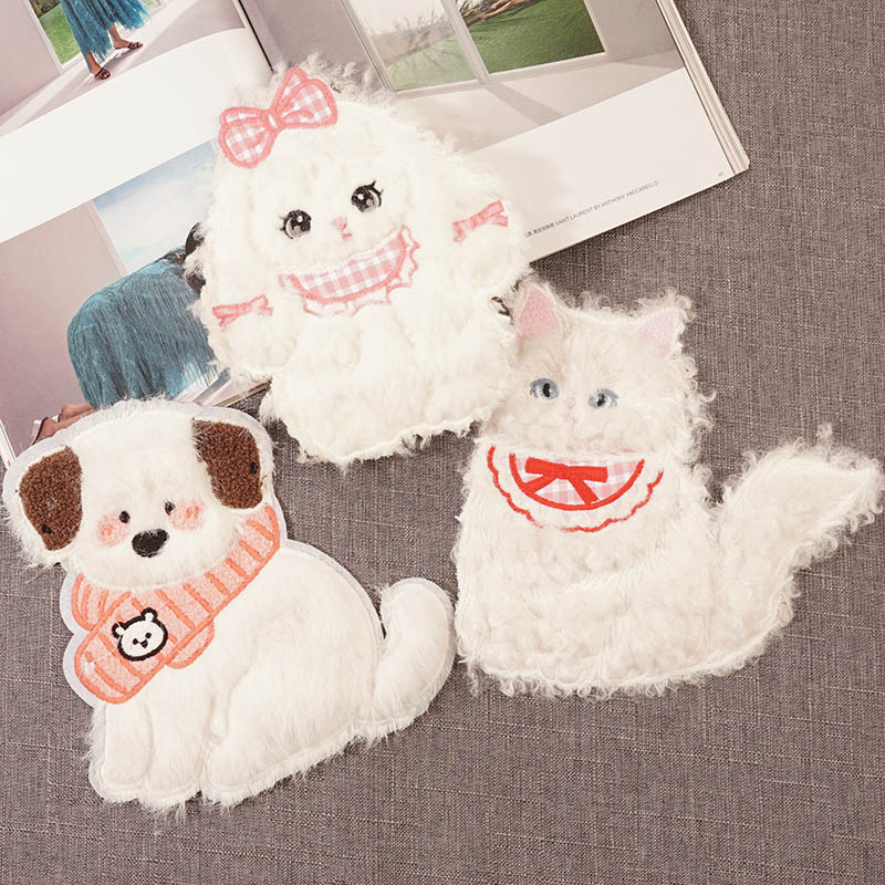 毛绒小狗时尚衣服补丁贴大号贴布绣精美刺绣布贴手缝绣片补贴绣花