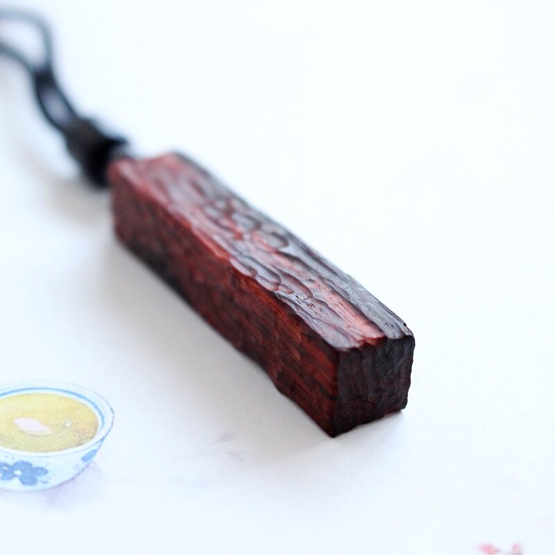 印度小叶紫檀檀吊坠项链情侣款石纹清刀雕刻原创设计复古天然