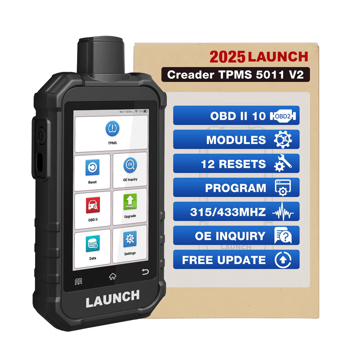 元征LAUNCH TPMS  5011 V2胎压检测匹配多语言配置外贸版wifi升级图片