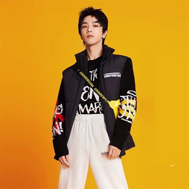 HUA CHENYU의 같은 스타일 LI NING CF 남성과 여성을 위한 추적 가능한 스웨터 가을 겨울 운동복 니트 스웨터 커플 스포츠 스웨터 AMBS187