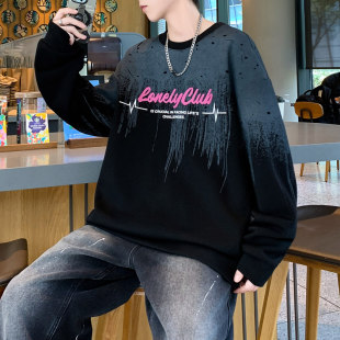 上衣圆领卫衣长袖 潮流渐变卫衣棉宽松休闲青少年韩版 T恤 男士 春季