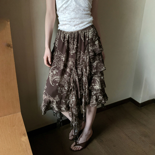 不规则高腰半身裙女美拉德绝美巨好看 中长裙百褶裙子 MORE SARA