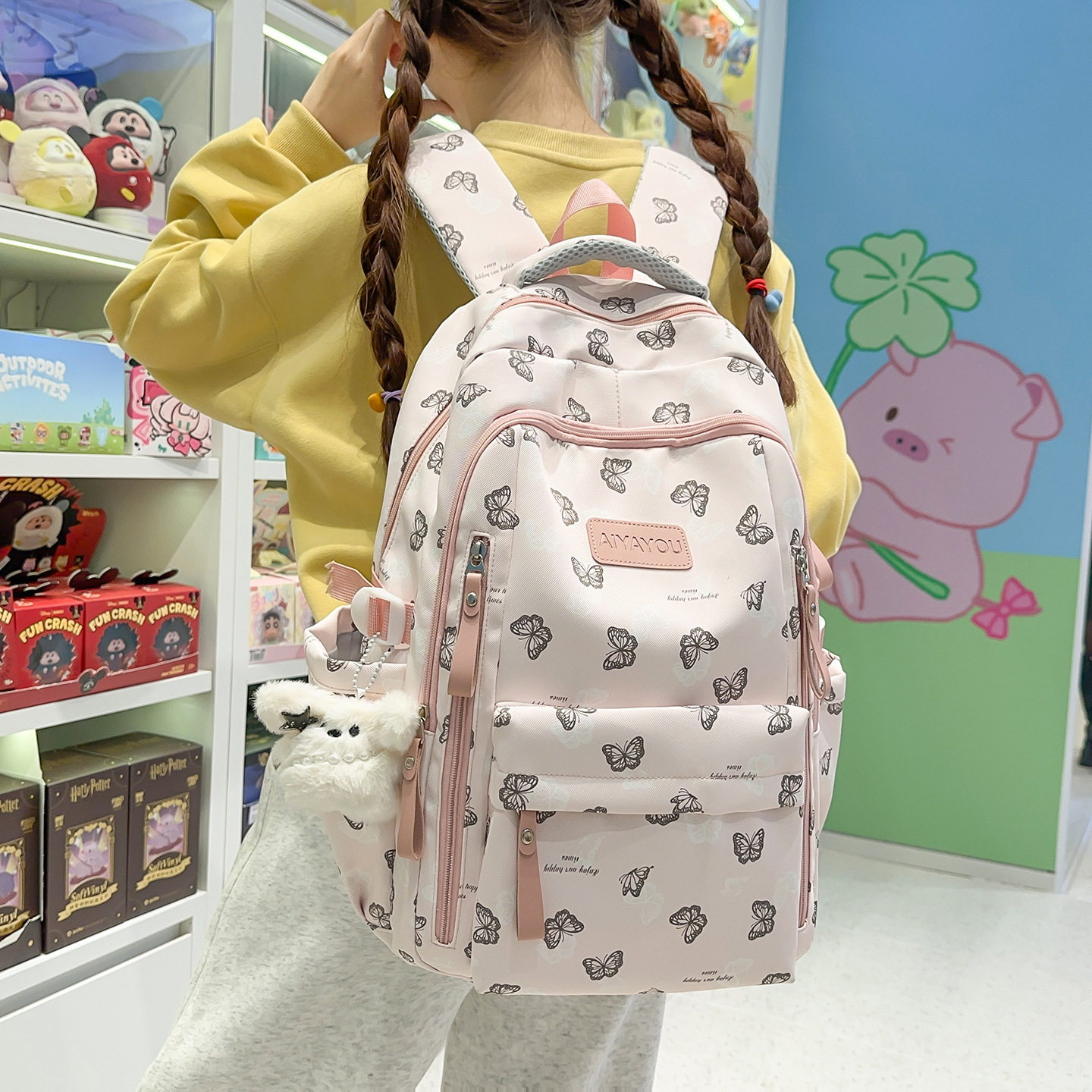 书包女韩版ins可爱卡通印花原宿学院风大容量涂鸦男学生双肩背包