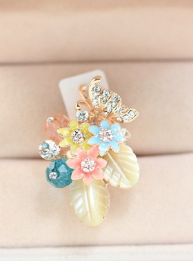 开口贝壳蝴蝶镶钻韩版夸张戒指