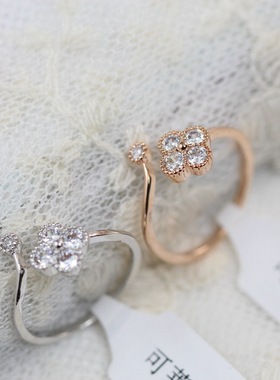 开口镀金镶锆石韩版时尚风戒指