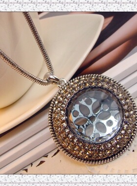 饰品欧比雅比毛衣链圆水晶钻韩国长款毛衣项链时尚女装白搭