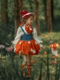 Красная шапочка, наряд маленькой принцессы, весенняя юбка на девочку, стиль Лолита, косплей