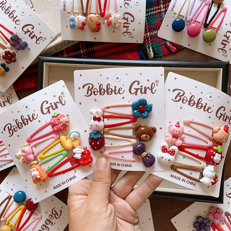 新款卡通动物刘海夹宝宝BB夹发夹儿童幼儿园女童动物花朵侧边夹