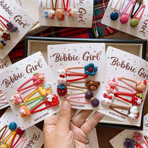 新款卡通动物刘海夹宝宝BB夹发夹儿童幼儿园女童动物花朵侧边夹