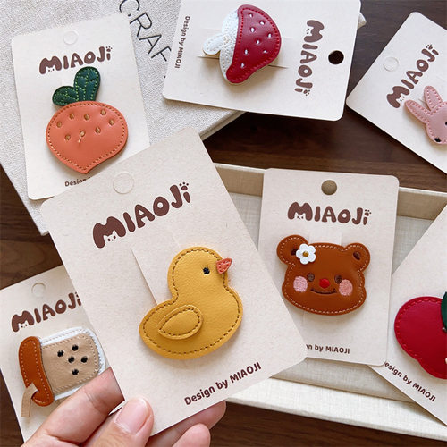 韩系儿童秋冬皮革发夹