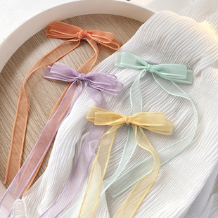 韩国简约儿童飘带发夹编辫子发带发饰可爱宝宝蝴蝶结边夹发卡夹子