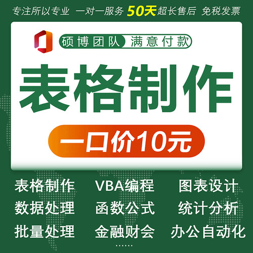 帮忙excel表格代做制作图表vba宏定制设计函数据处理统计分析整理