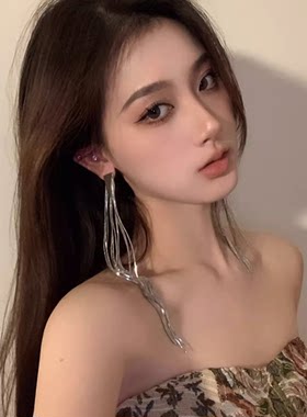 欧美夸张气质长款流苏耳环