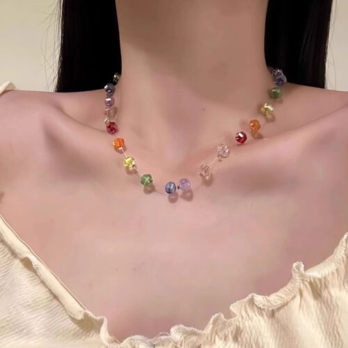 甜夏幻彩多巴胺彩色水晶项链