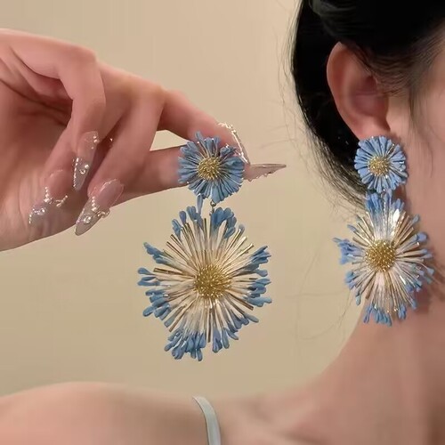 度假风太阳花耳环夸张女