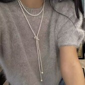 锁骨链 温柔气质叠戴项链爆款 轻奢高级感长款 珍珠毛衣链女2024新款