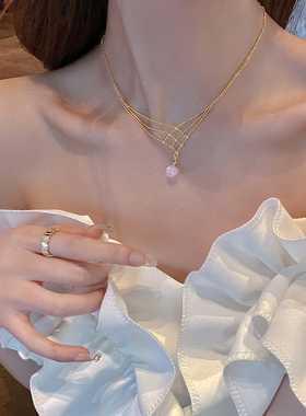 人鱼姬珍珠项链多层颈链女