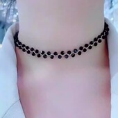 日韩国小众设计感黑色水晶项链女轻奢高级感法式 时尚 锁骨链颈链潮