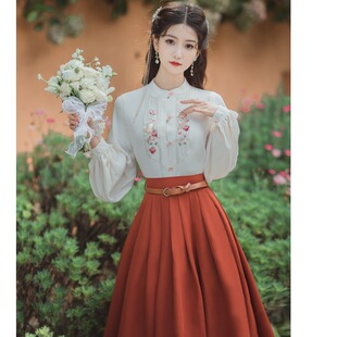 汉元素国风套装春装改良通勤轻汉服日常复古千金中国风女装连衣裙