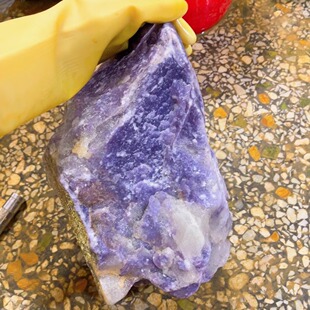 精品紫玉原石冰种紫丁香手镯摆件雕刻手作diy毛料紫云母矿物晶体