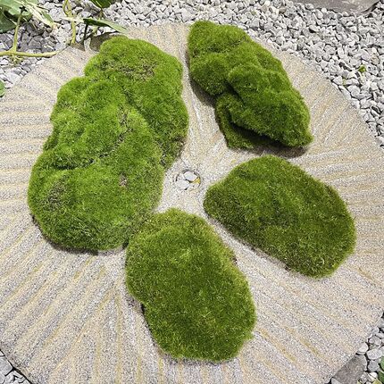 仿真苔藓块植毛石头大小搭配造景装饰青苔石青苔草坪植绒摆件软装