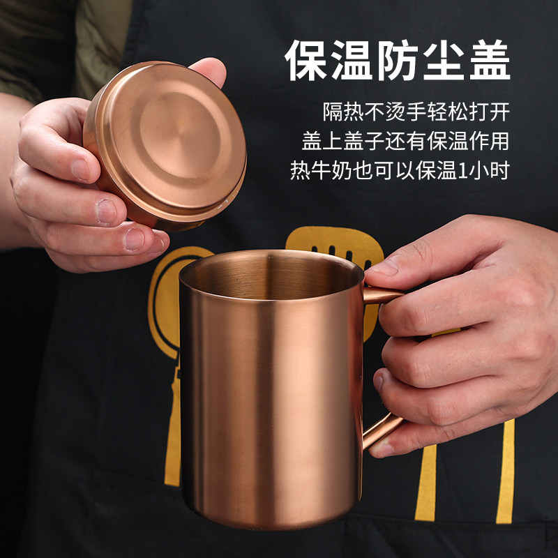304不锈钢双层隔热马克杯带盖