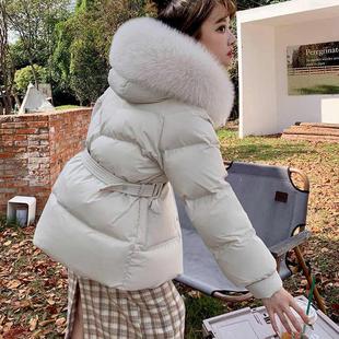 棉服女2025新款连帽大毛领加厚棉袄收腰韩版炸街小个子过冬外套潮