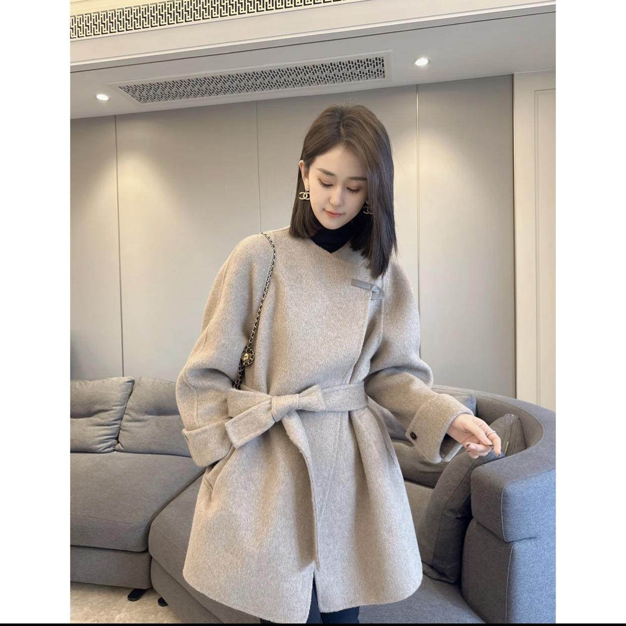 【微醺街角】双面羊绒大衣新款秋冬高级小个子高端赫本风毛呢外套