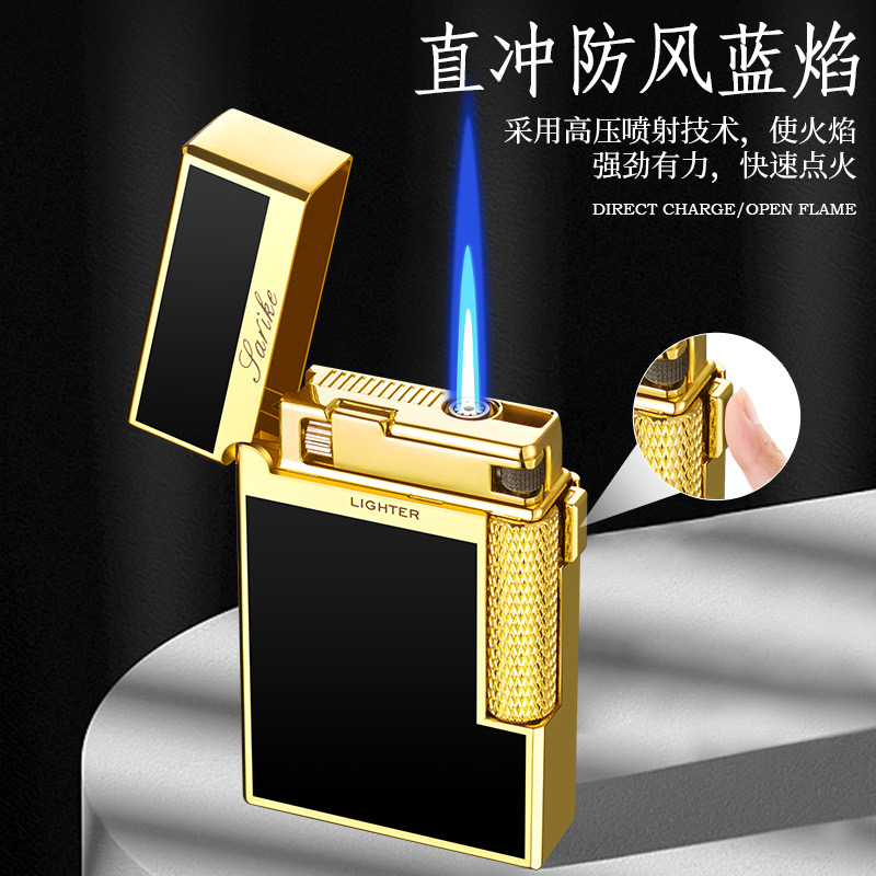 高档朗声充气打火机双火直冲防风侧滑砂轮个性创意定制男友礼物潮