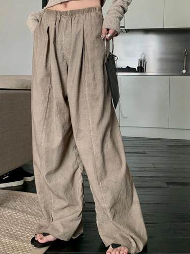 牛X货 巨炸裂！日系慵懒山本裤女新款棉麻茶棕扎染毛边松垮裤子