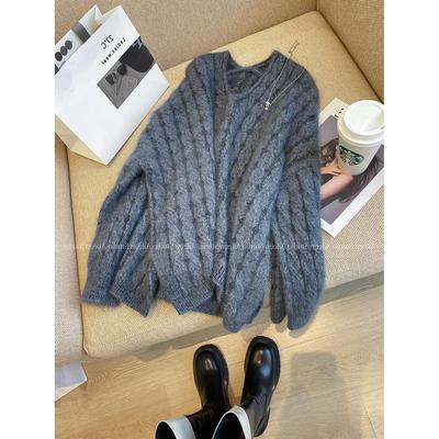 清仓捡漏~专柜撤回外贸女装 马海毛奶fufu套头外穿麻花针织毛衣女