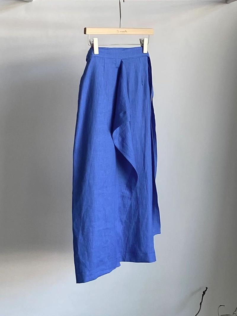 【现货】小众设计感不规则棉麻半身裙女装高级感亚麻直筒中长裙子