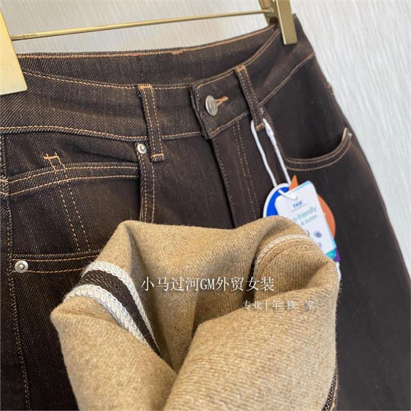 外贸单一体植绒老爹牛仔,对各种腿型都友好!宽松显瘦厚牛仔裤加绒