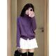 牛X货 慵懒松弛百搭减龄上衣 针织毛衣女冬季 巨炸裂 紫色高领长袖