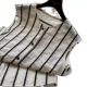 颜值甩你三条街 真丝亚麻竖条纹无袖 中长款 跟它比 背心衬衫 女