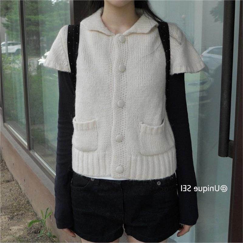 牛X货 巨炸裂！秋冬新款少女感口袋小飞袖文艺复古短袖针织开衫女,女装/女士精品,毛针织衫,淘宝优惠券,粉丝福利购,淘宝优惠卷