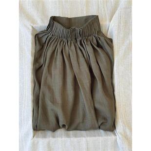 新款 女春季 舒适宽松气质苎麻衬衣 老钱风绿色风琴领衬衫 挚爱